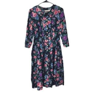 Vintage rayon floral print flowy dress size medium cottagecore modest